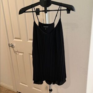 Express Black Pleated V-Neck Spaghetti Strap Tank
